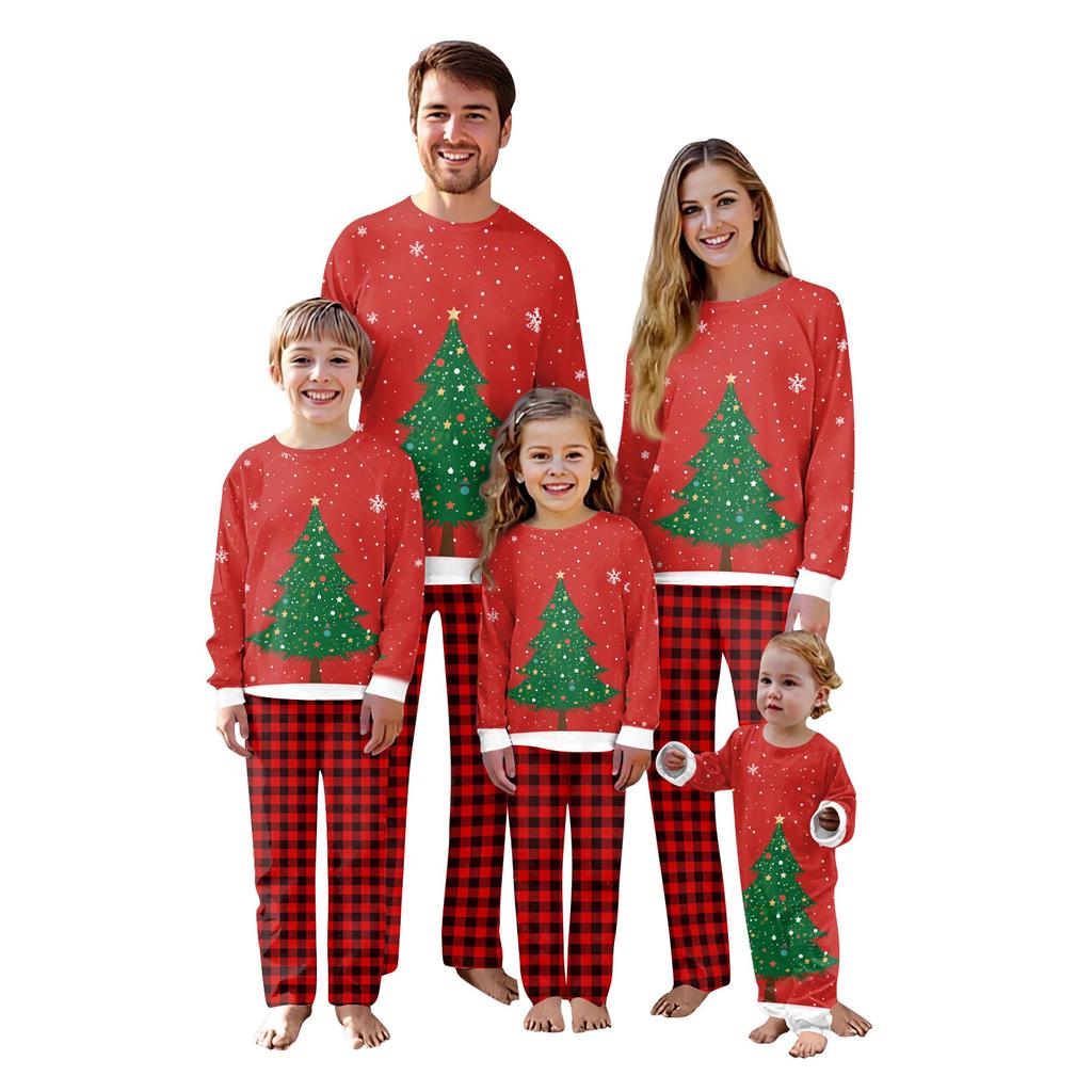 Christmas Prints Family Matching Long Sleeve Tops+Pants Set Family Matching Sets