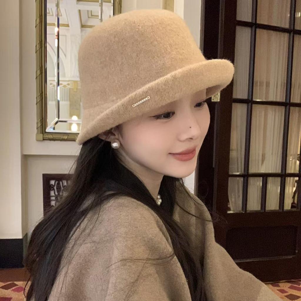 Curly Wool Top Hat for Women Autumn and Winter Fashionable Daughter's Hat Face Showing Little Fisherman Hat Women's Basin Hat