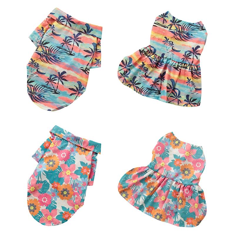 Одежда для собак Гавайский принт Цветы Пляжная рубашка