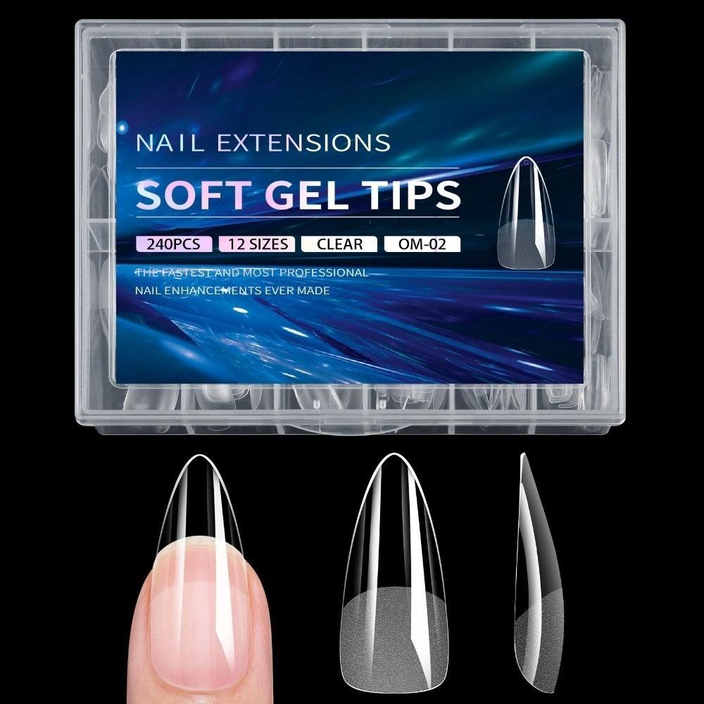 240pcs Almond Shape Soft Gel Nail Tips Semi-Matte Finish Gel Nail Extension  Nail Art