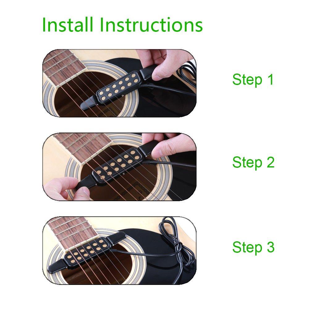 Звукосниматель Luvay для акустической электрогитары, длина кабеля 3 м, гитара, преобразование, (Золото)