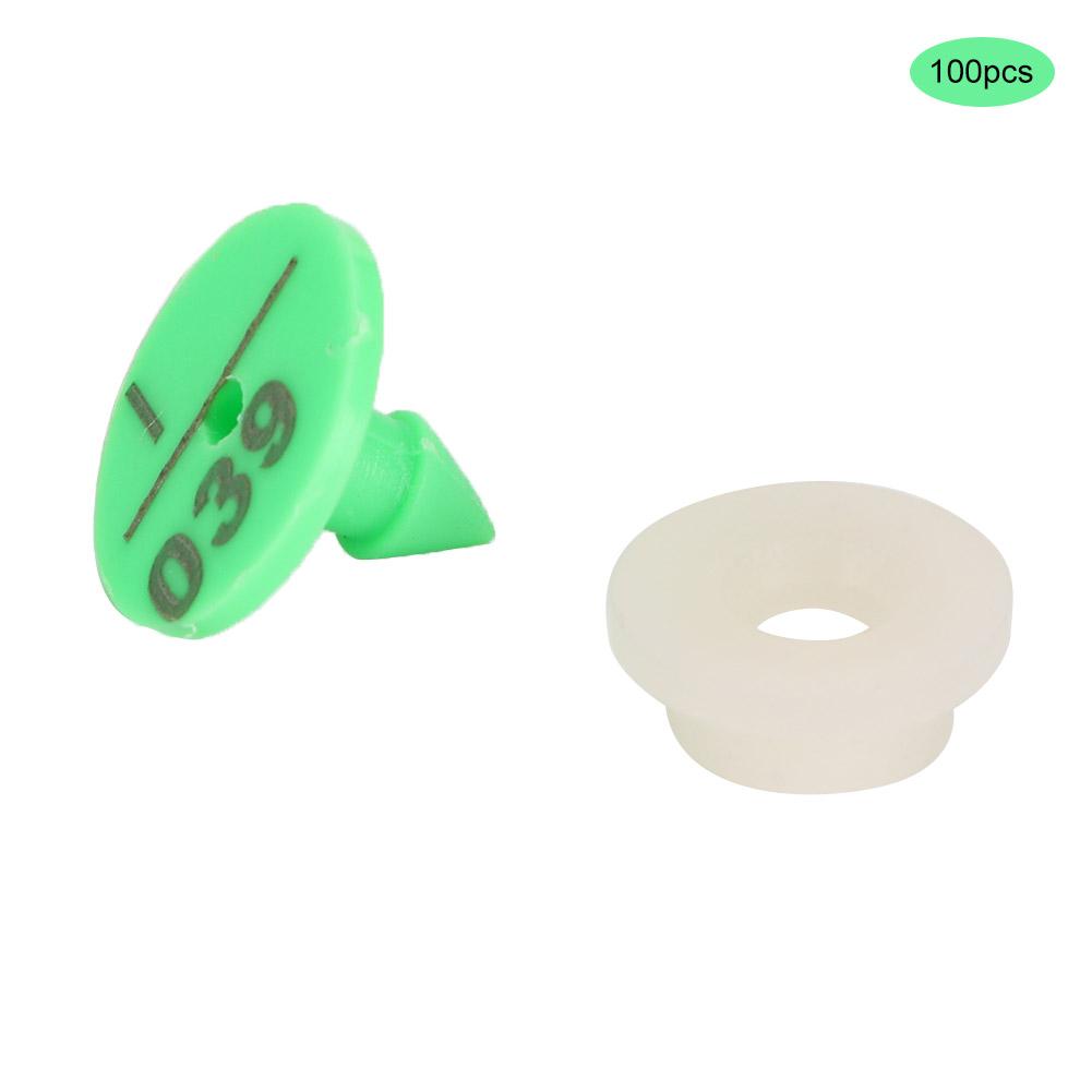 100pcs 0.7in Ear Tag Signs Marker Livestock Supplies for Rabbit Fox Mink Number Animal IdentificationGreen