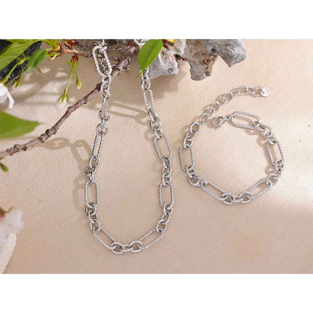 Yhpup Waterproof Stainless Steel Metal Handmade Neck Chain Necklace Bracelet for Women Statement Fashion Jewelry PVD Plated