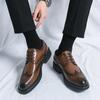 2024 New Spring Men's Business Brogues Shoes High Grade Pointed Toe Vintage Genuine Leather Shoes Men Formal Wear Oxford Shoes