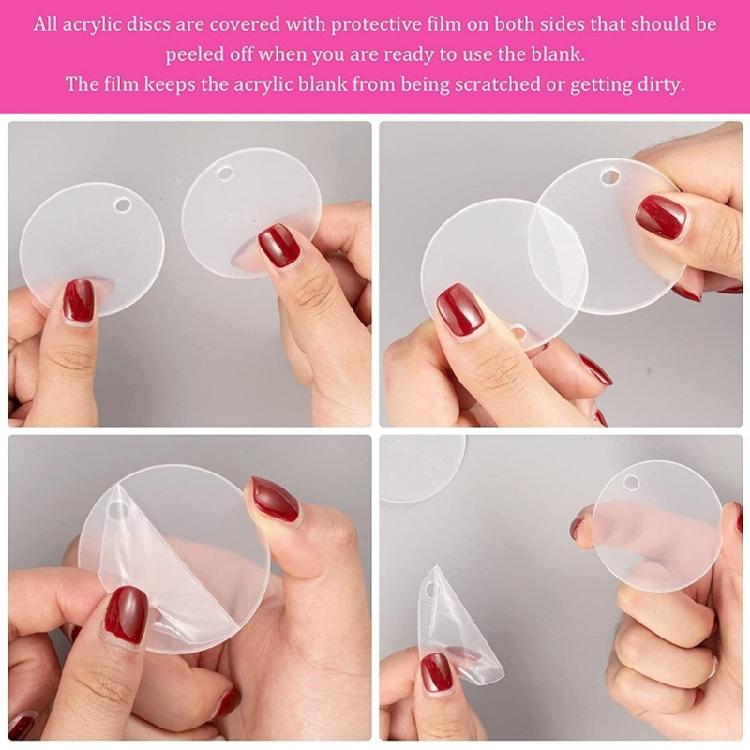 Прозрачный пластиковый брелок-подвеска круглой формы, заготовка для DIY-проектов, поделок