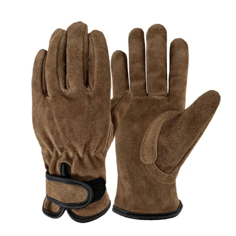 1Pair Leather Cowhide Protective Gloves Hand Protection Labor Protective Gloves Motorcycle