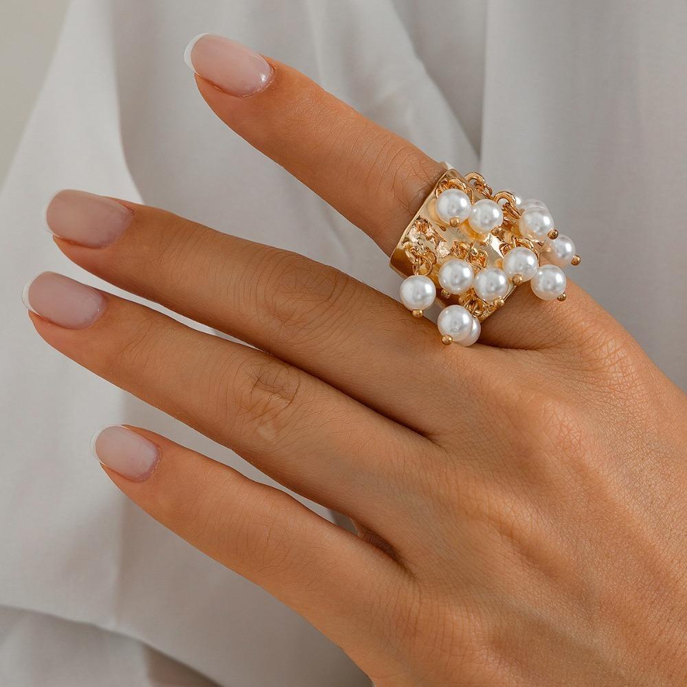 Colored Open Finger Ring Beads Ball Fashion Ring Exaggerated Small Ball Ring