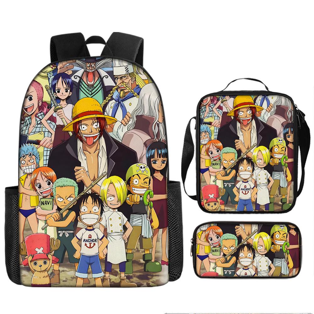 Анимация ONE PIECE школьный рюкзак из трех частей игровой периферийный рюкзак большой вместимости для ученика средней школы для улицы, кампуса, сумка для компьютера