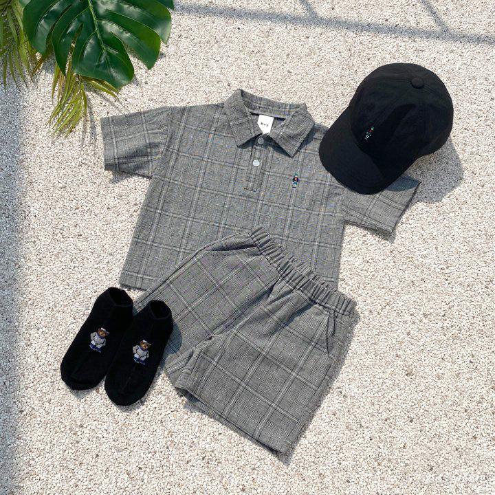 Детский летний клетчатый спортивный костюм для маленьких мальчиков, повседневная простая футболка-поло, топы с отложным воротником + свободные шорты, мягкая верхняя одежда для девочек, костюм