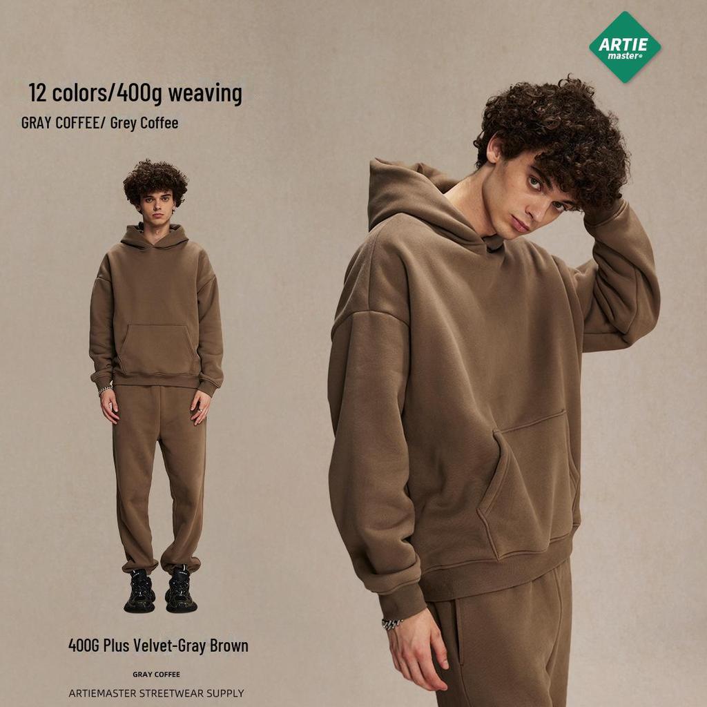 Men's Oversized Polar Fleece Hoodie - Non-Shedding, Thickened 400g, Trendy Autumn/Winter 2024