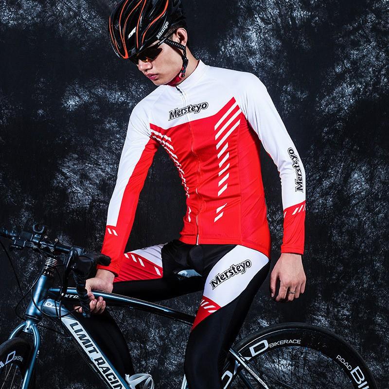 Mens Cycling Jersey Shorts Set Long Sleeve Riding Gear Mountain Road Bike