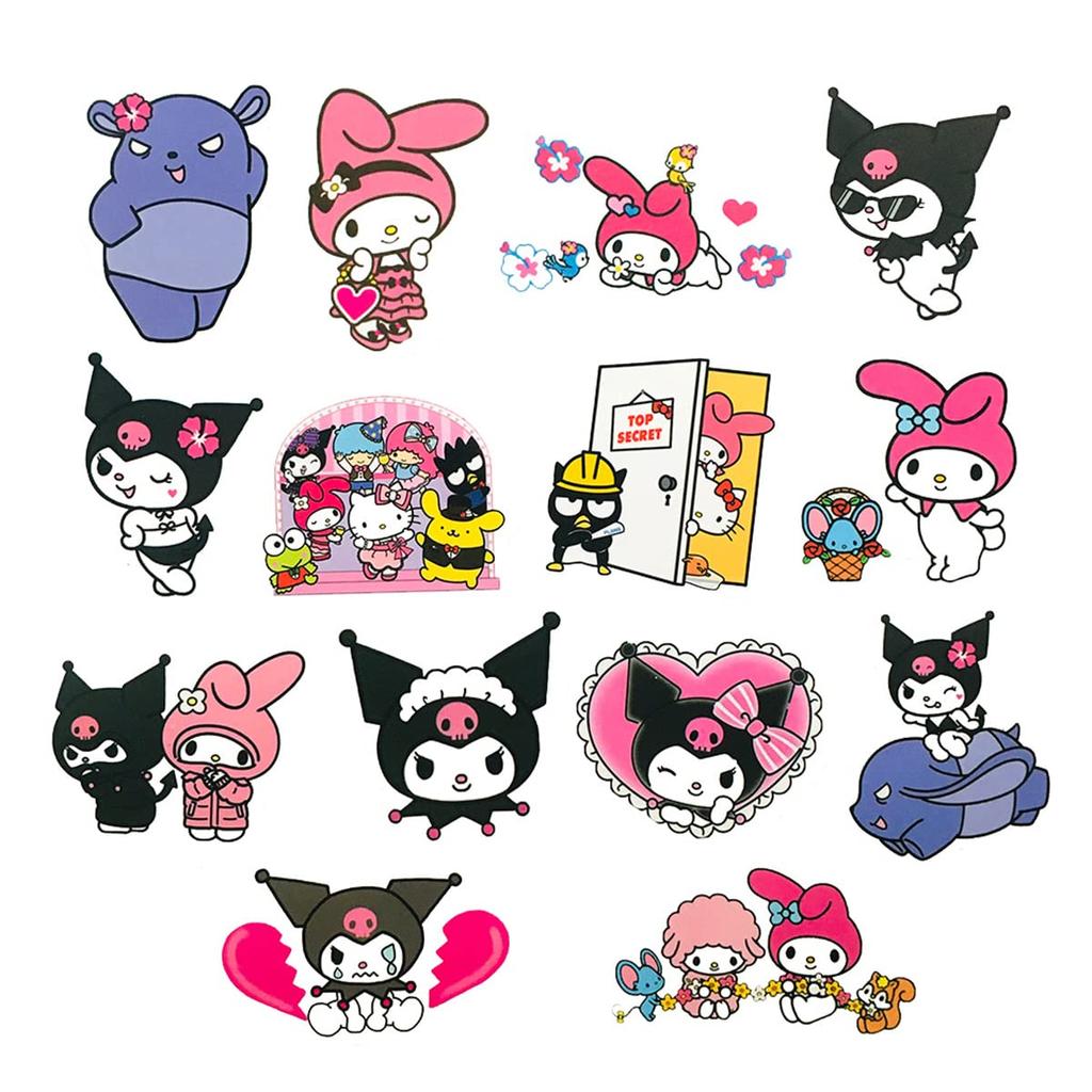 Наклейка Kuromi 50 симпатичных водонепроницаемых наклеек с фирменной печатью Kuromi, подходящих для набора, деталей, наклеек, упаковки, чемодана, автомобилей, мотоциклов, шлемов,