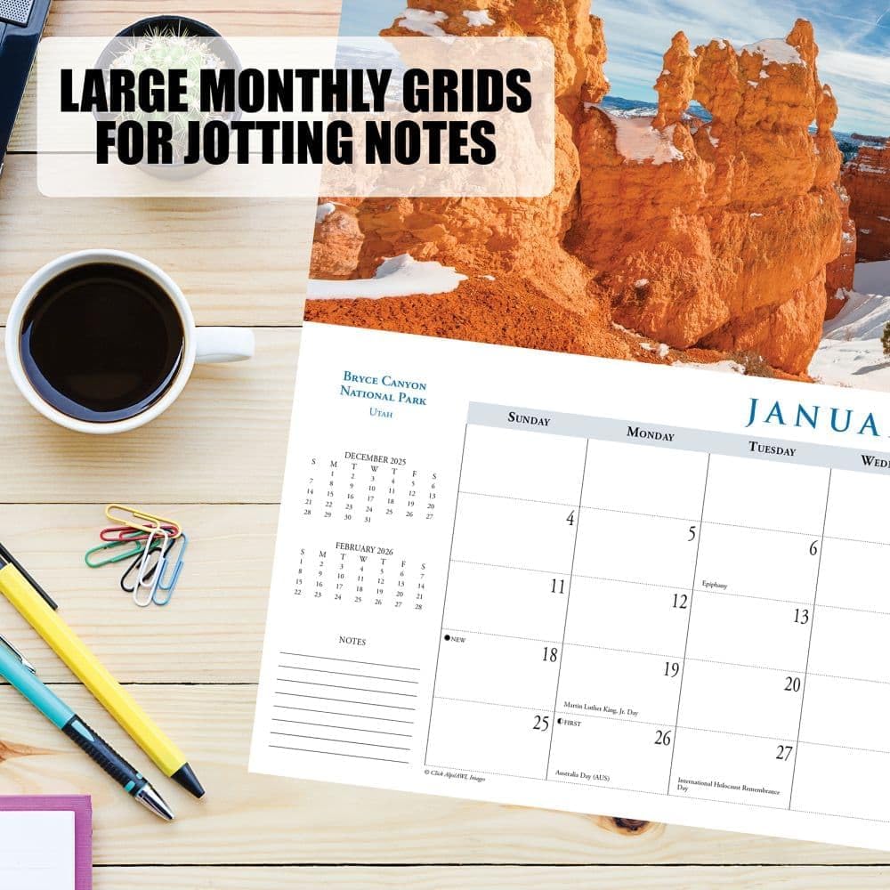 Willow Creek Press, National Parks Panoramic 2026 Wall Calendar, 15'' X 6.5'', 18-Month Calendar with Stapled Binding