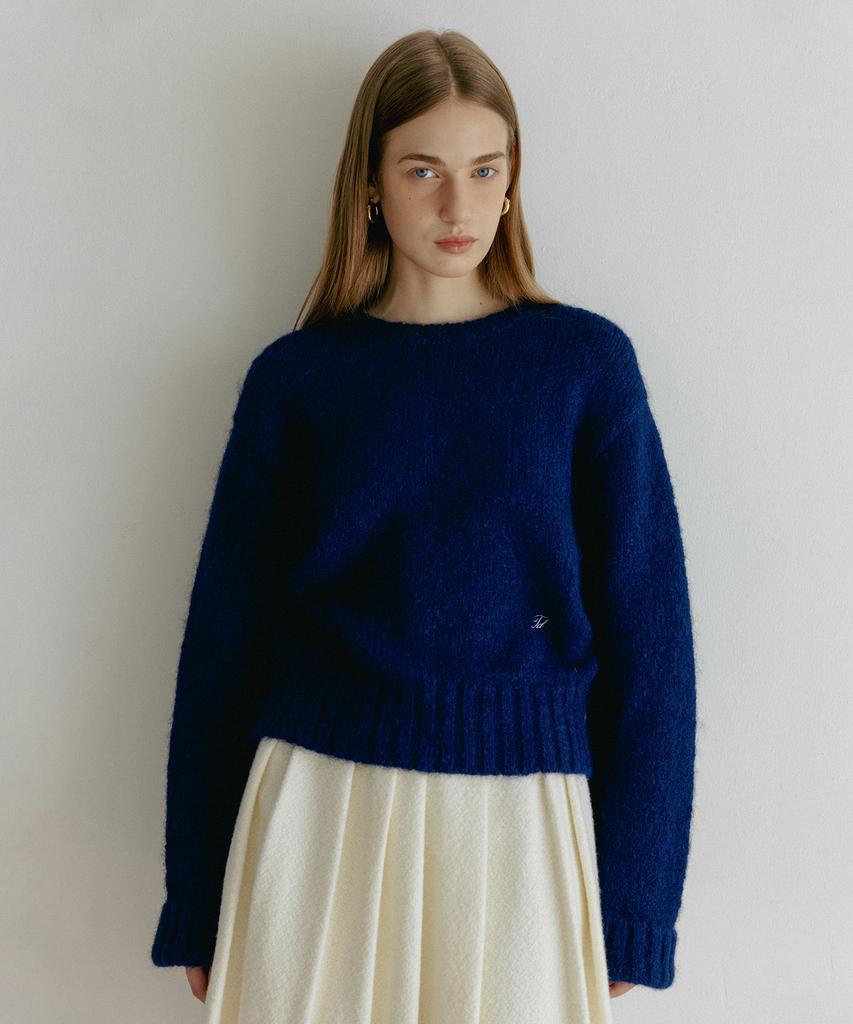 TTUDEMENT Alpaca Round Pullover Blue