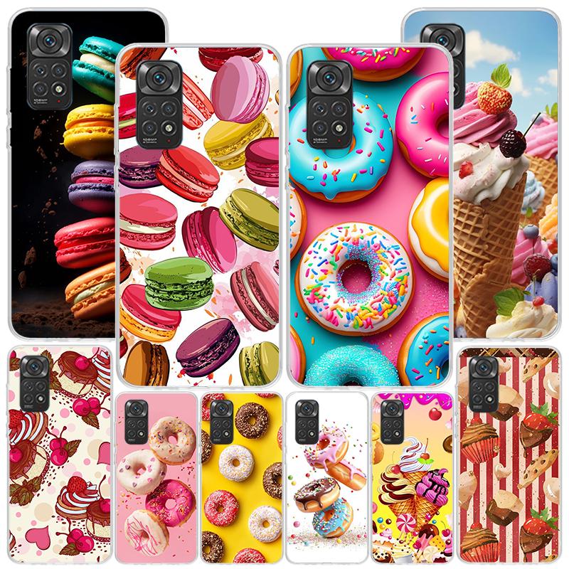 Чехол для телефона Macaron Ice Cream Cake Doughnut для Xiaomi Redmi Note 15 14 13 12S 12 11 Pro Plus 14S 11S 11E 10 10S 11T 5G Personali
