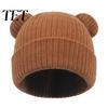 Baby Shower Gift for Winter Knitted Hat, Cute Bear Ear Warm Stretchy Yarn Hat Kids Soft Cozy Skull Cap Newborn Infant Toddler Boys Girls Elastic Knit