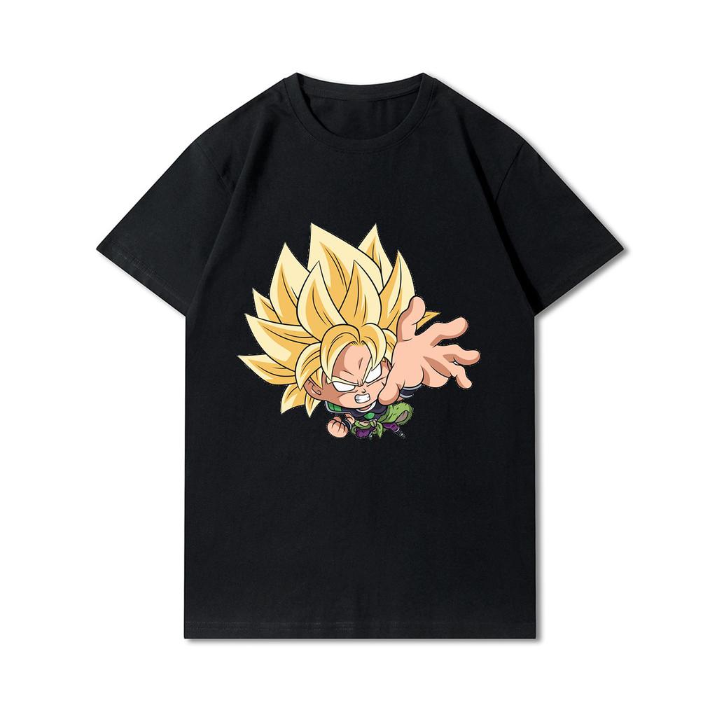 Мужские футболки с принтом Dragon Ball, хлопковые топы с круглым вырезом, летние повседневные черные футболки с аниме