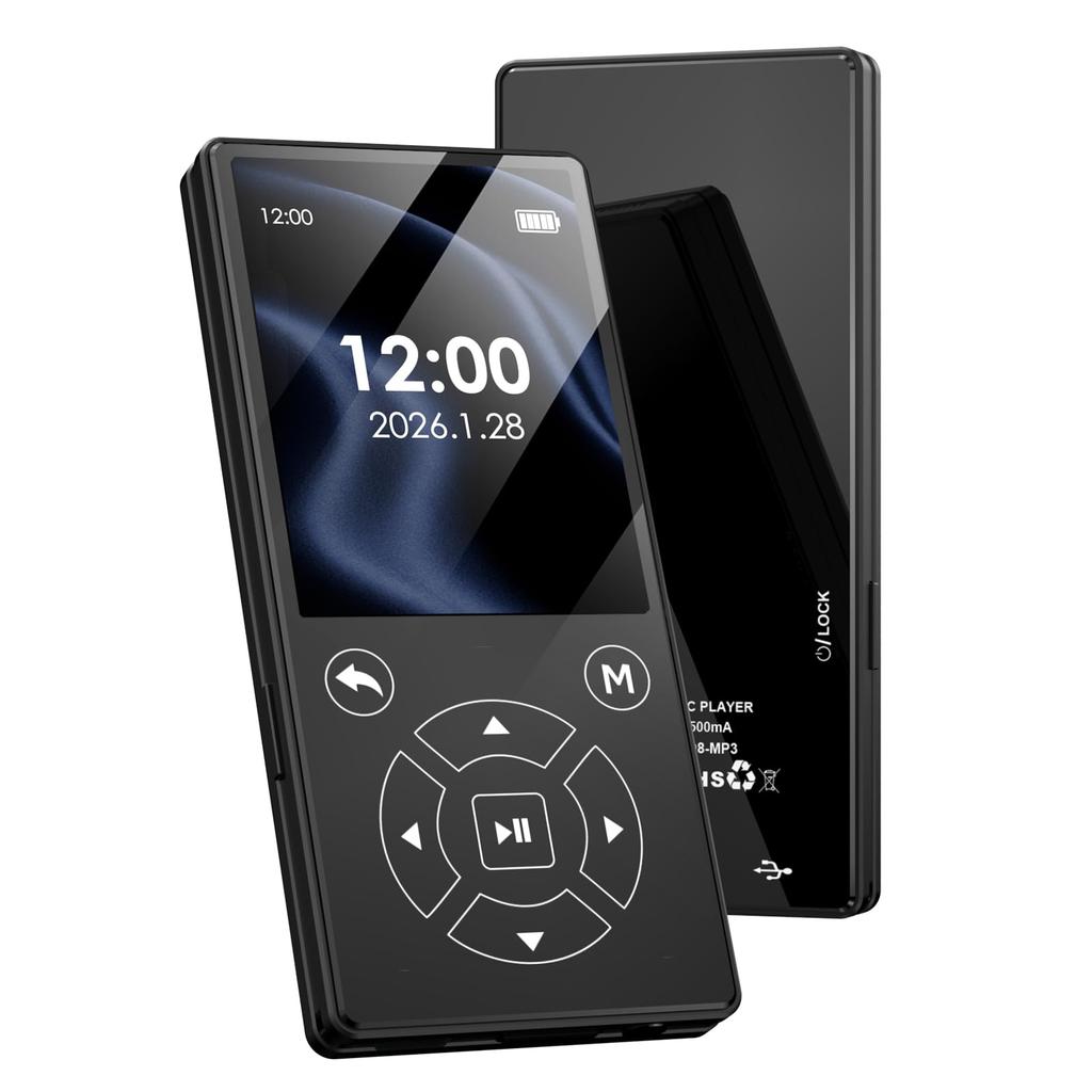 MP3-плеер с Bluetooth 5.3, Hi-Fi музыкальный плеер, 64 ГБ встроенной памяти, поддержка SD-карт, легкий и компактный цифровой аудиоплеер, запись/FM-р
