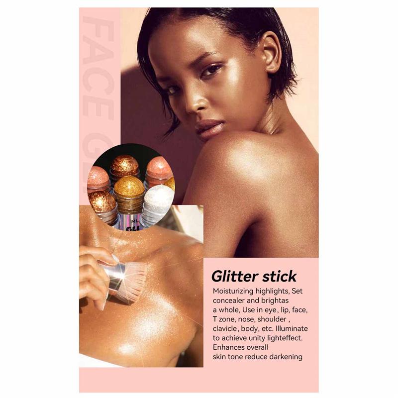 Крем-хайлайтер с бриллиантовыми блестками Pearl Fine Flash для лица Natural 3D Contouring Full Body Highlight Stick Cosmetic Tool