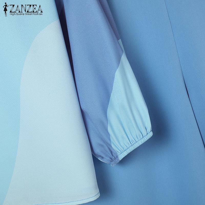 ZANZEA Женские повседневные комплекты из блузки и брюк с принтом из двух предметов