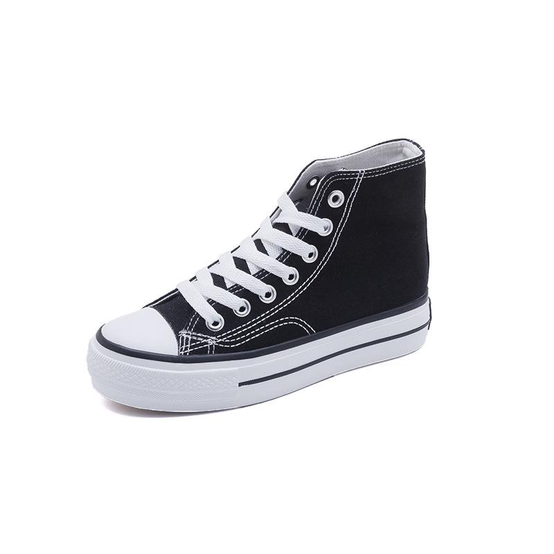 Весенние женские туфли Fubu 2024 из парусины на высокой платформе в стиле Гонконга 1970-х годов, тренд, визуально увеличивающий рост.