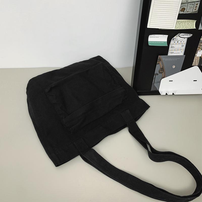 Tote Bag Women's Solid Color Large Capacity Shoulder Bag Student Canvas Underarm Bag