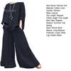 2 Pcs/Set Women Top Pants Set Round Neck Retro Long Sleeves Blouse Wide Leg Elastic Waist Trousers Daily Leisure Loose Outfit
