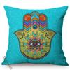Arabic Fatima Hand Cushion Cover Worship Decoration Hamsa Khamsah Hand Pattern Print Cotton Linen Sofa Pillowcase Cojines Kussen