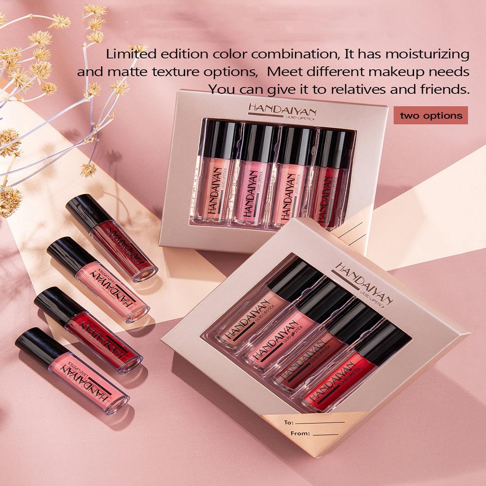 Набор пятен для губ из 4 шт. Матовый и не легко выцветающий блеск для губ Зеркальное пятно для губ