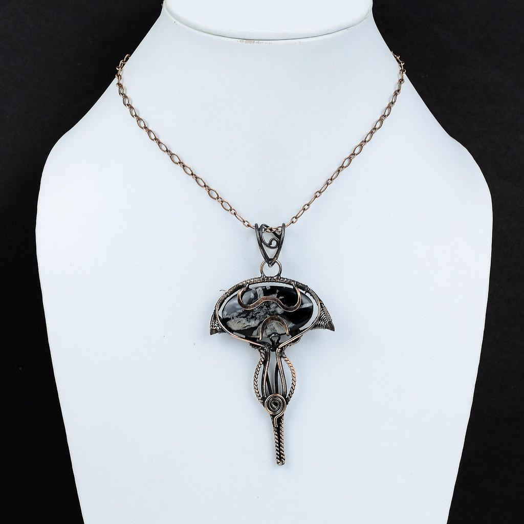 Chrysanthemum Pendant Copper Wire Wrapped Pendant Handmade Pendant Gemstone Copper Jewelry Unique Pendant Chrysanthemum Jewelry Gift For Her