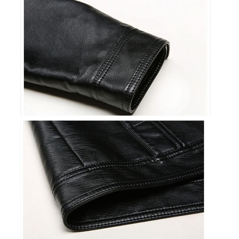 Мужская кожаная куртка Мужская куртка среднего возраста Мужская толстая кожаная мотоциклетная куртка для папы Повседневная кожаная куртка с воротником-стойкой