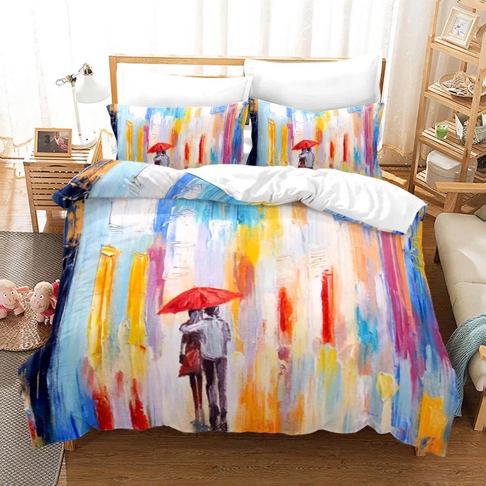 Comforter Couple Theme Valentine'S Day Present For Couple Wife Polyester Bedding Set King Queen Full Size Comforter