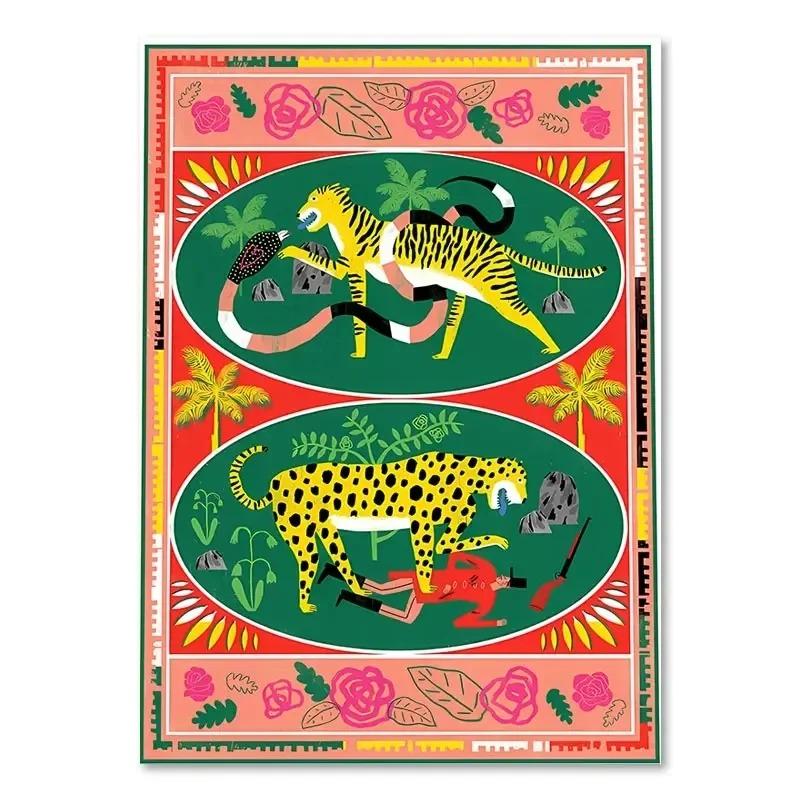 Colorful Abstract Poster Tiger Leopard Snake Tropical Jungle Canvas Painting and Prints Wall Art Pictures Living Room Decor