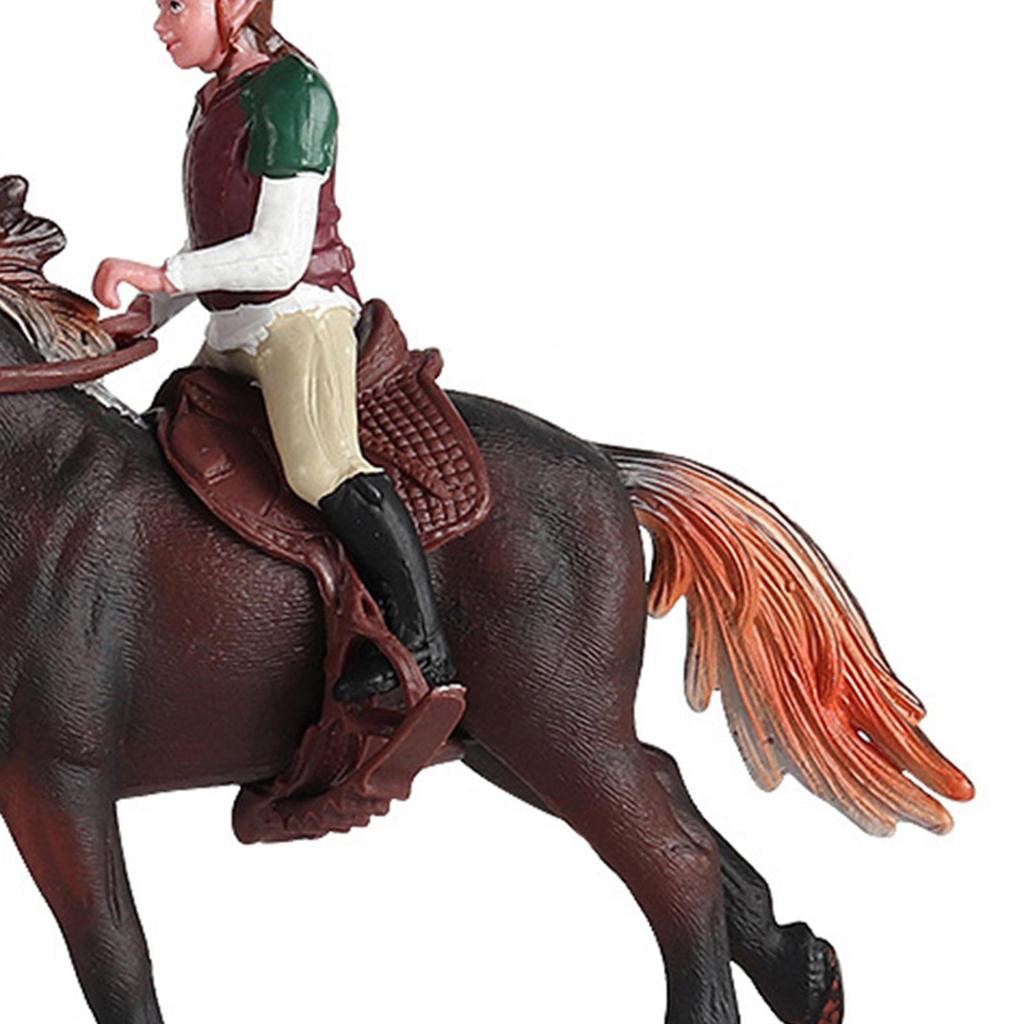 Horse Figure Animal Model PVC with Saddle Miniature Simulation Pretend Educational Toy Wildlife Statue for Party Favors Gifts