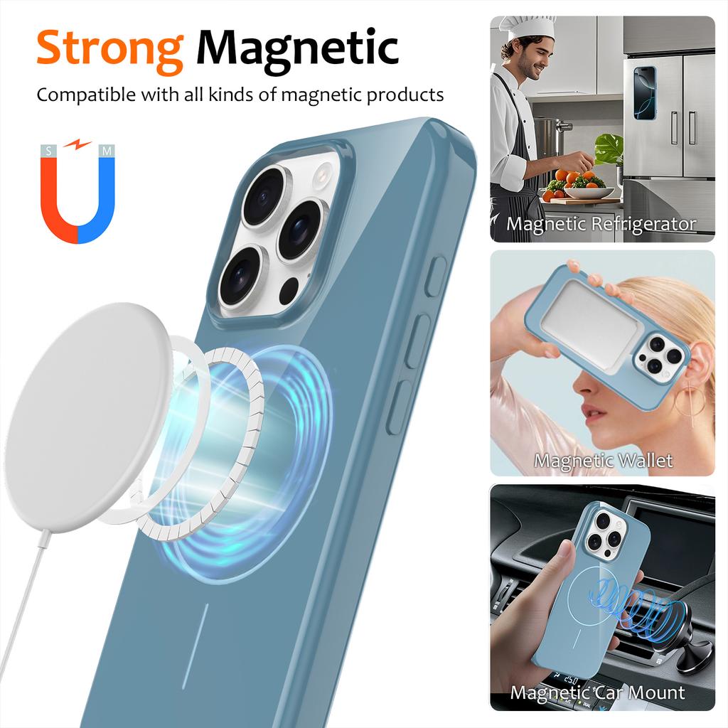 For iPhone 13 Pro Max Magnetic Case Compatible with MagSafe TPU Phone Back Cover with Lanyard