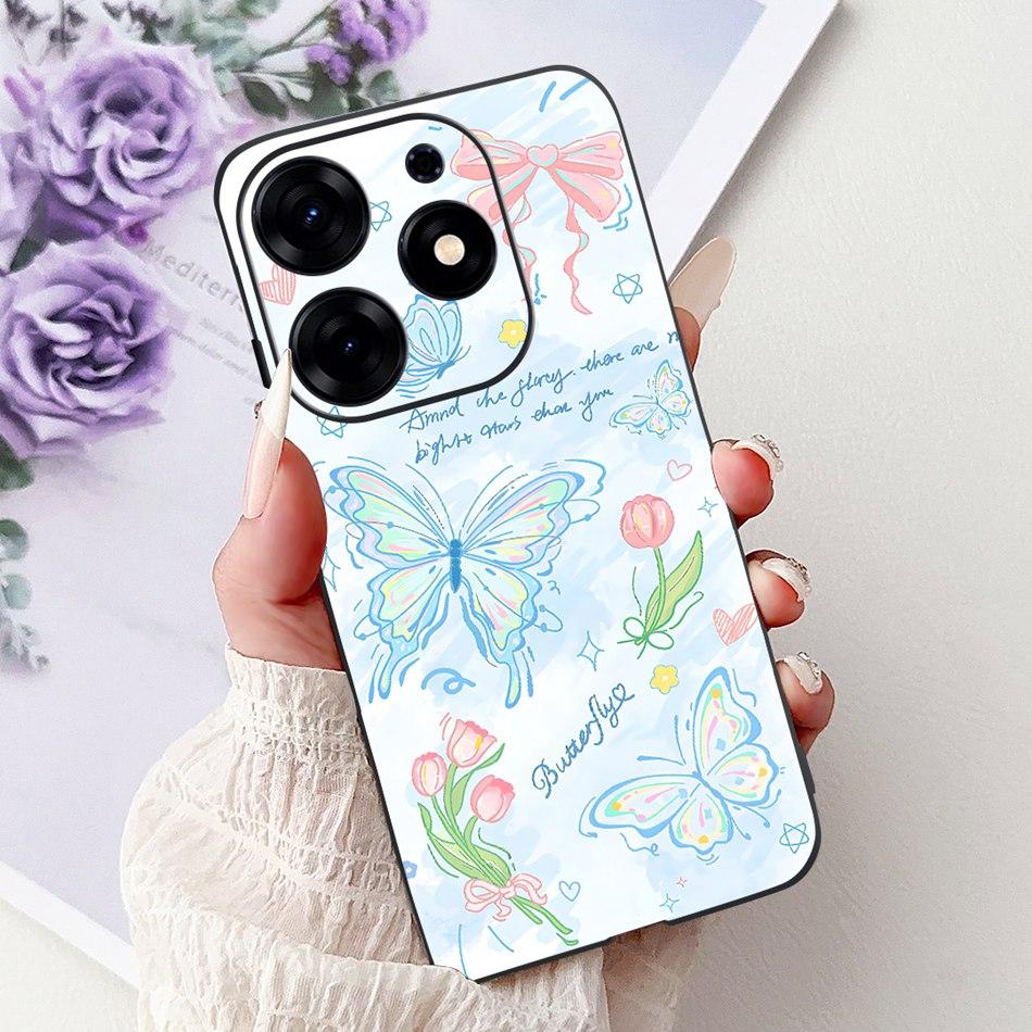 Чехол для телефона Tecno Spark 10 Pro Spark 10Pro 4G KI7 Элегантный Цветочный Кот Печать Мягкий Силикон TPU Чехлы