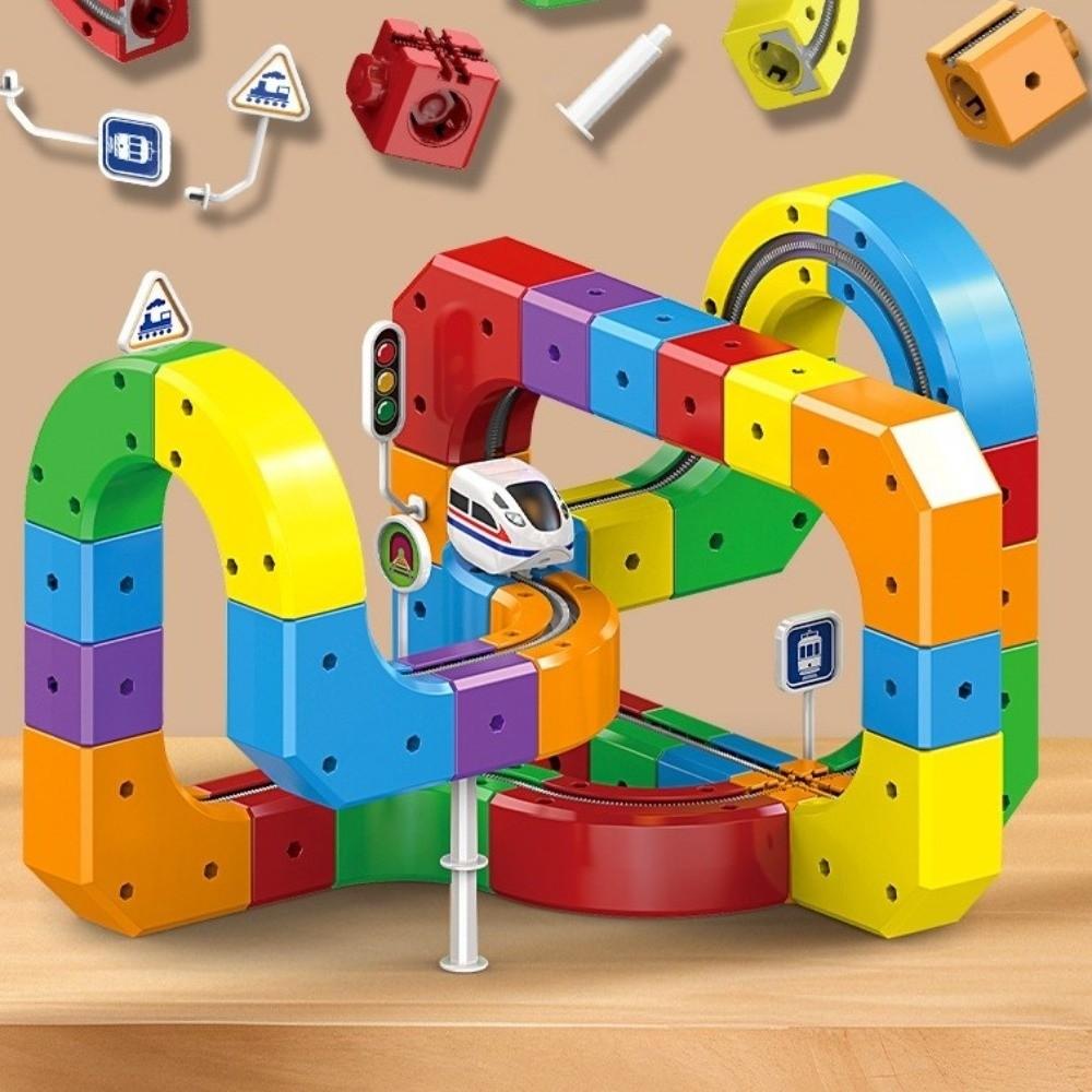 Многофункциональные Волшебные Трековые Машинки для Детей Кубики Железнодорожные Строительные Игрушки