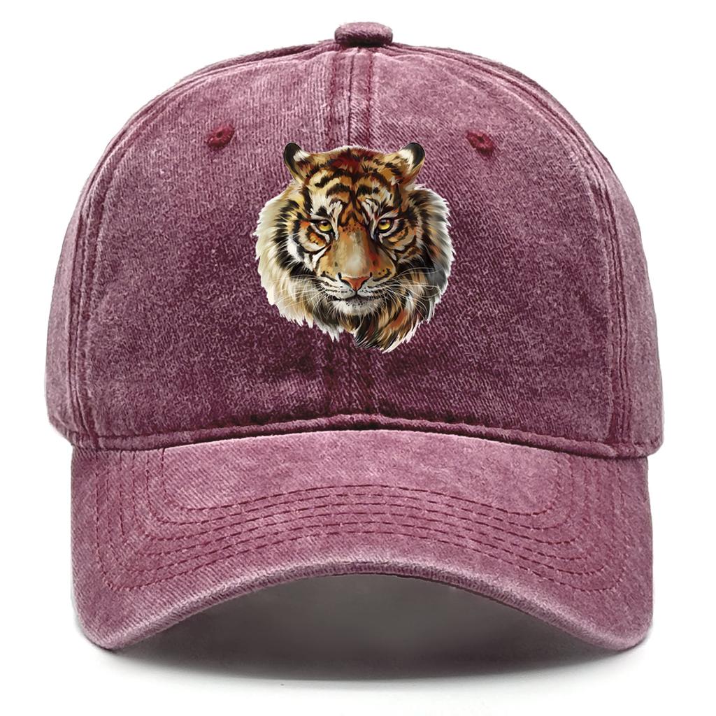 Tiger Head Print Adjustable Caps HD Animal Heads Man's Cap Casual Vintage-Inspired Snapback Baseball Hat One Size Fits All