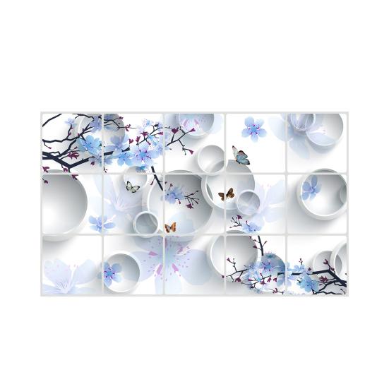 Kitchen Oil Proof Wall Stickers Flowers/Fruits/Green Leaves Waterproof Backsplash Wall Protector Film Removable Tile Decal for Cupboard