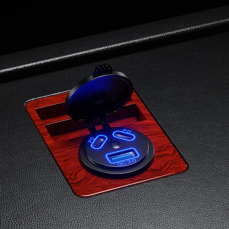 Розетка USB C, 12 В, двойной PD, 45 Вт, USB-C и QC3.0, USB-порт, автомобильное зарядное устройство с переключателем для автомобиля, лодки, морского грузовика, мотоцикла