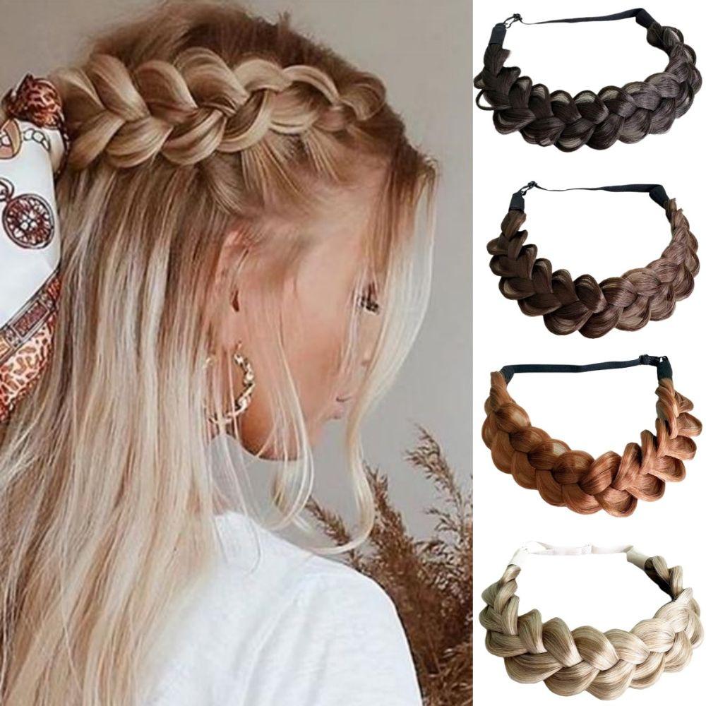 Elastic Band Synthetic Braided Hair Band Adjustable Fishbone Braid Lazy Headband Women