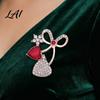Daily Wear Clothing Pins Bling Rhinestone Love Heart Pin Bow Brooch Bowknot Lapel Metal Pin Women Jewelry Accessory for Dresses Coats Sweaters