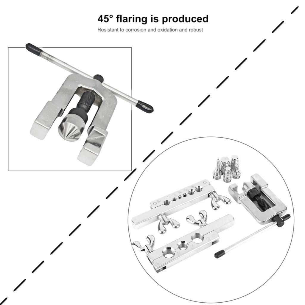 Набор для развальцовки 1/8"-3/4" с 2 стержнями, 5 коваными адаптерами, 7 размерами трубок Для удлиненной тормозной магистрали, холодильного оборудования