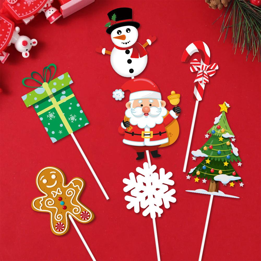 Набор рождественских флажков для торта из бумаги для праздничной выпечки и украшения десертов