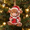 Wooden Hanging Decor for Christmas Tree Highland Cow Ornament, 2D Cute Shape Ornaments with String, Farmhouse Animal Holiday Party Decoration