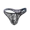 YuanD Floral Lace Sexy Bikini Bold Breathable Innerwear Size Men's T-Back Ultra-Thin G-String Briefs, See-Through Panties, Design, (Black, L)