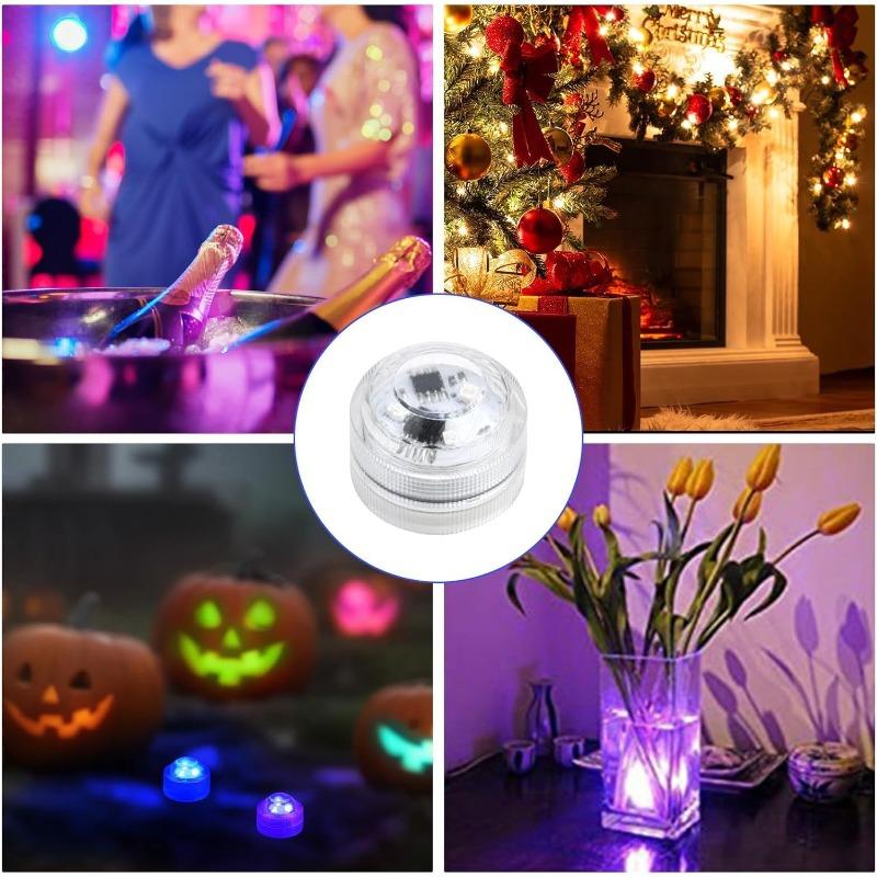 5 Pack Mini Submersible LED Light with Remote, Colourful Battery Tea Lights ABS Material Shell Waterproof Pool Lights for Pool Party Decorations