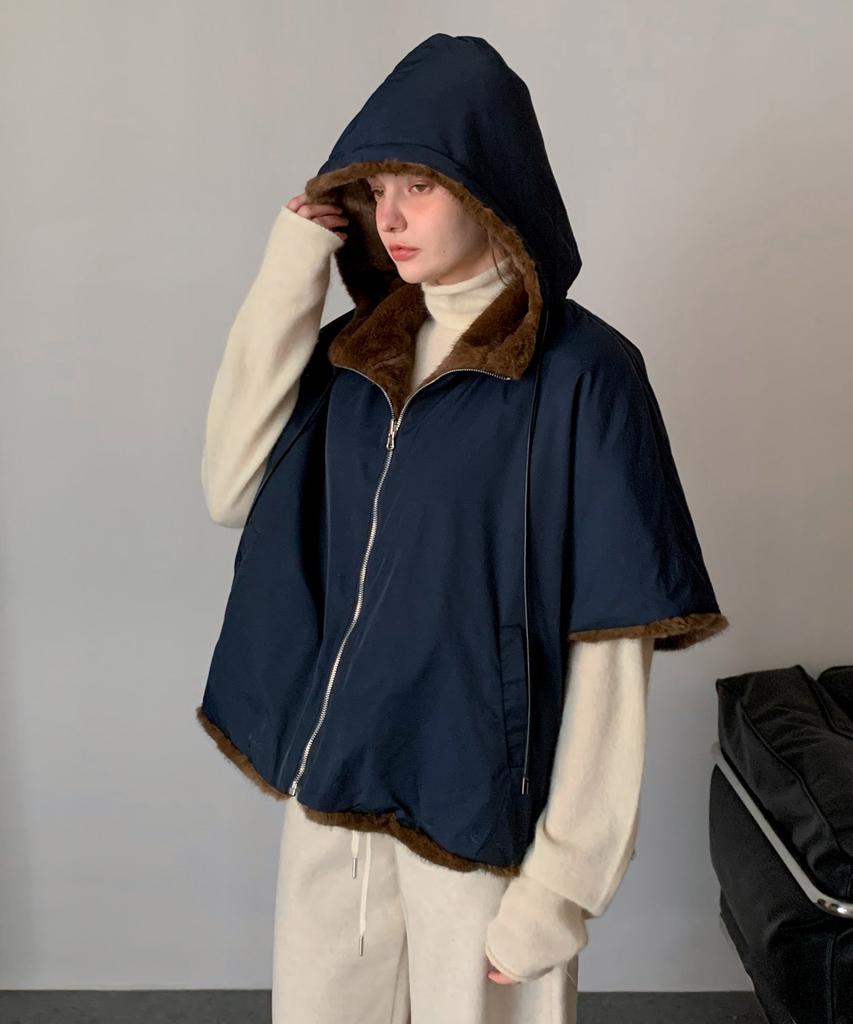 Vascara Двусторонняя куртка с капюшоном из искусственного меха на молнии (3Colors)
