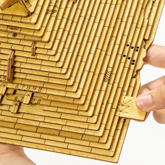 Wooden Pyramid Decryption Mystery Toy 3D Wooden Pyramid Puzzle Riddle Game Brain Teaser Educational Toy for Adults Teens