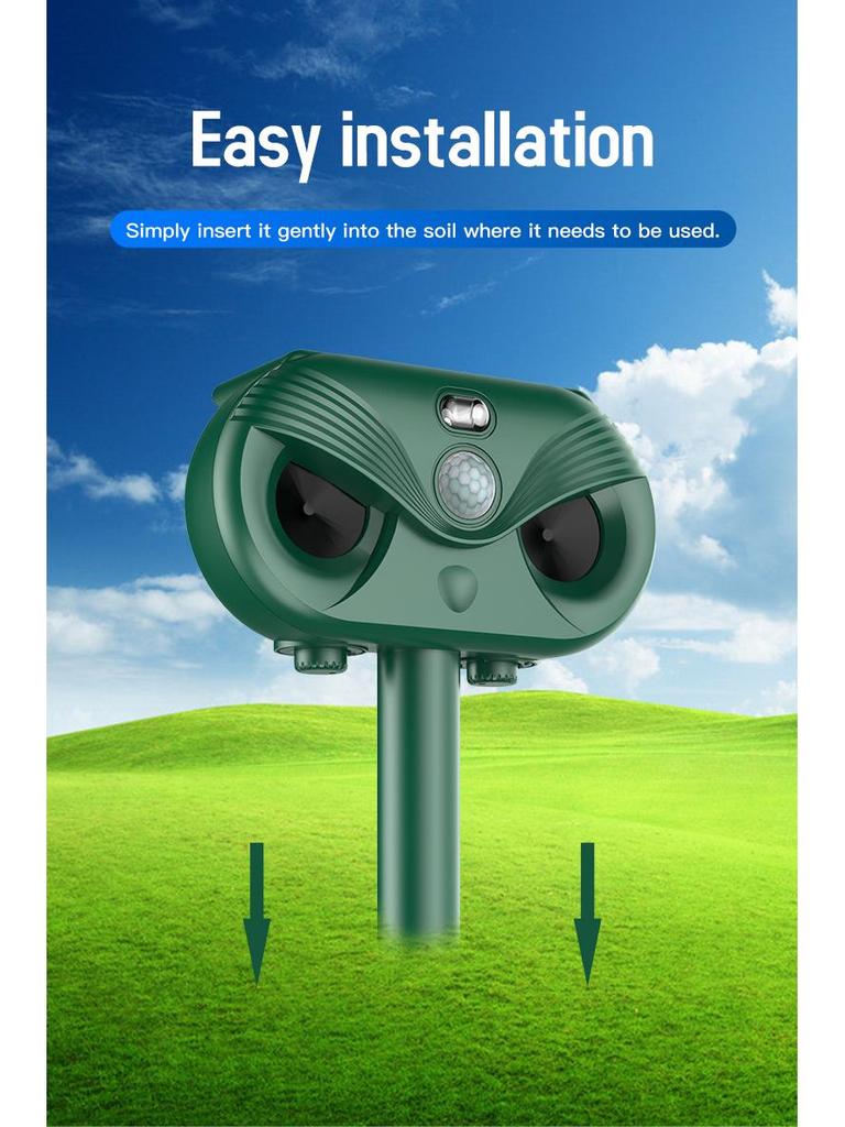 Солнечный ультразвуковой отпугиватель вредителей: Защита от мышей, птиц и насекомых для улицы